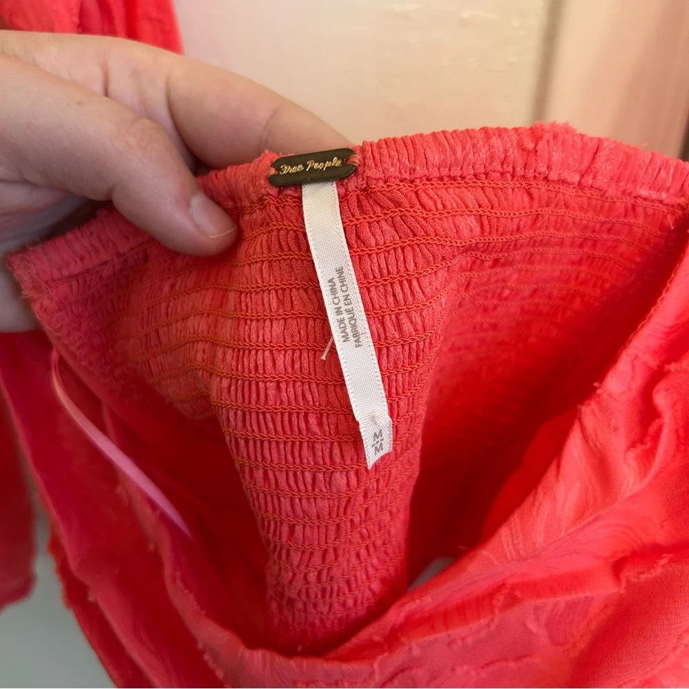 Free People Coral Pink Off-Shoulder Crop Top